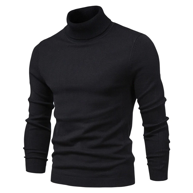Pull Laine Col Roulé Homme Noir – Image 2