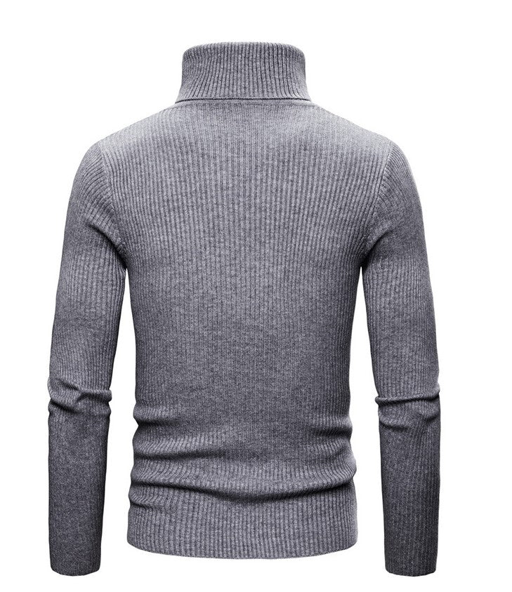 Pull Col Roulé Gris Foncé Homme – Image 2